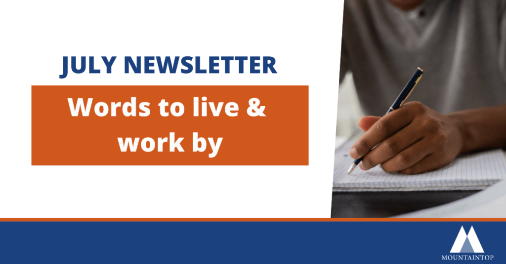 Newsletter - words to live and work by